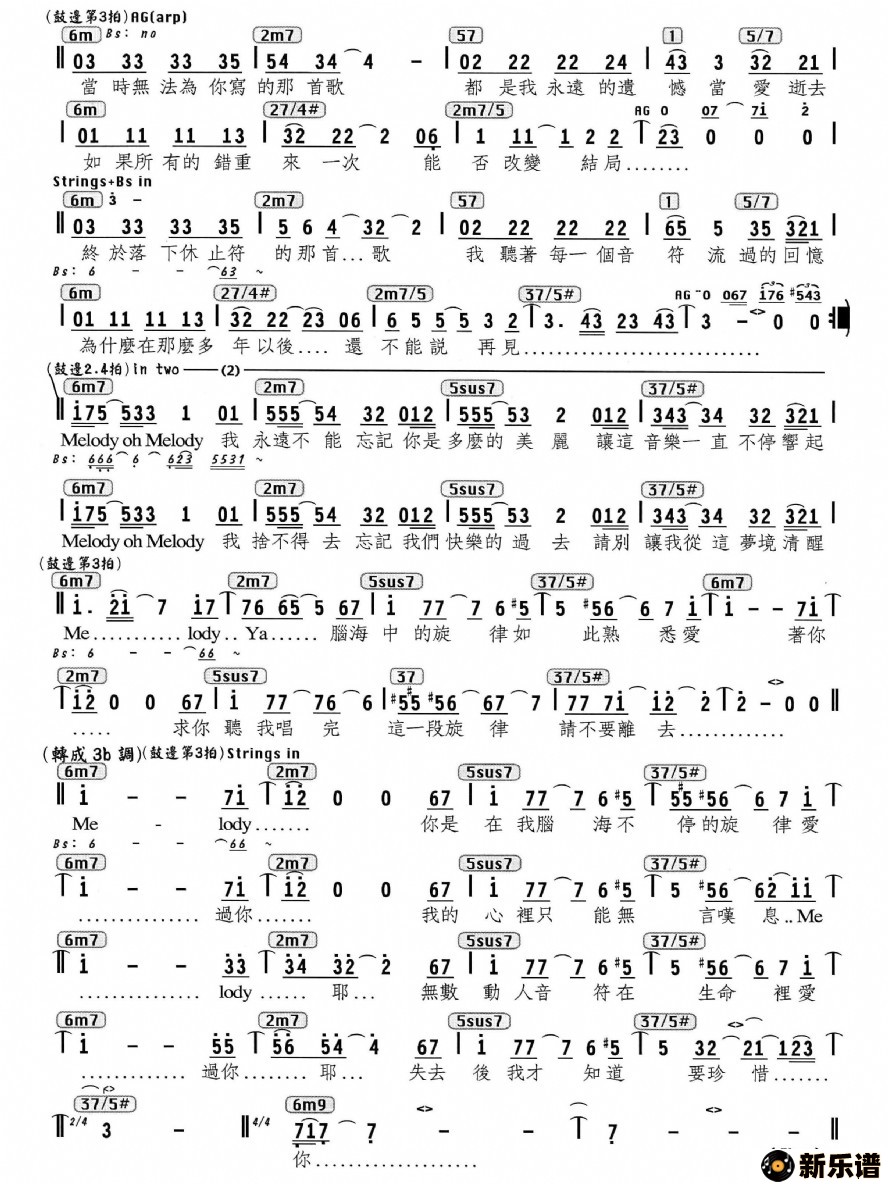 《melody》最新曲谱 陶喆